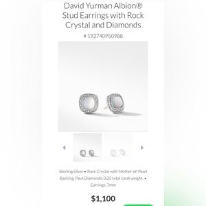 David Yurman Albion®
Stud Earrings with Rock Crystal and Diamonds